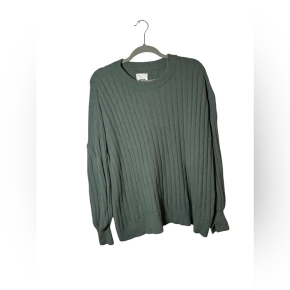 aerie Sweaters - Aerie Ribbed Knit Crewneck Sweater Women’s XS Green Pullover Long Sleeve Cozy